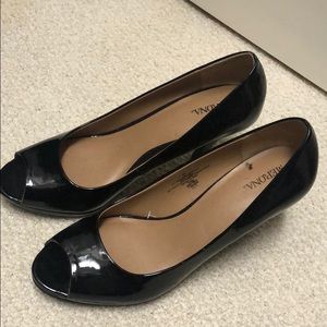 Black patent heels